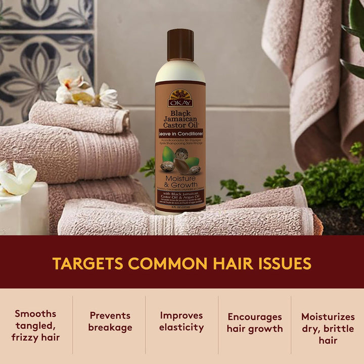 OKAY Black Jamaican Castor Oil Leave in Conditioner - 8 oz / 237 ml