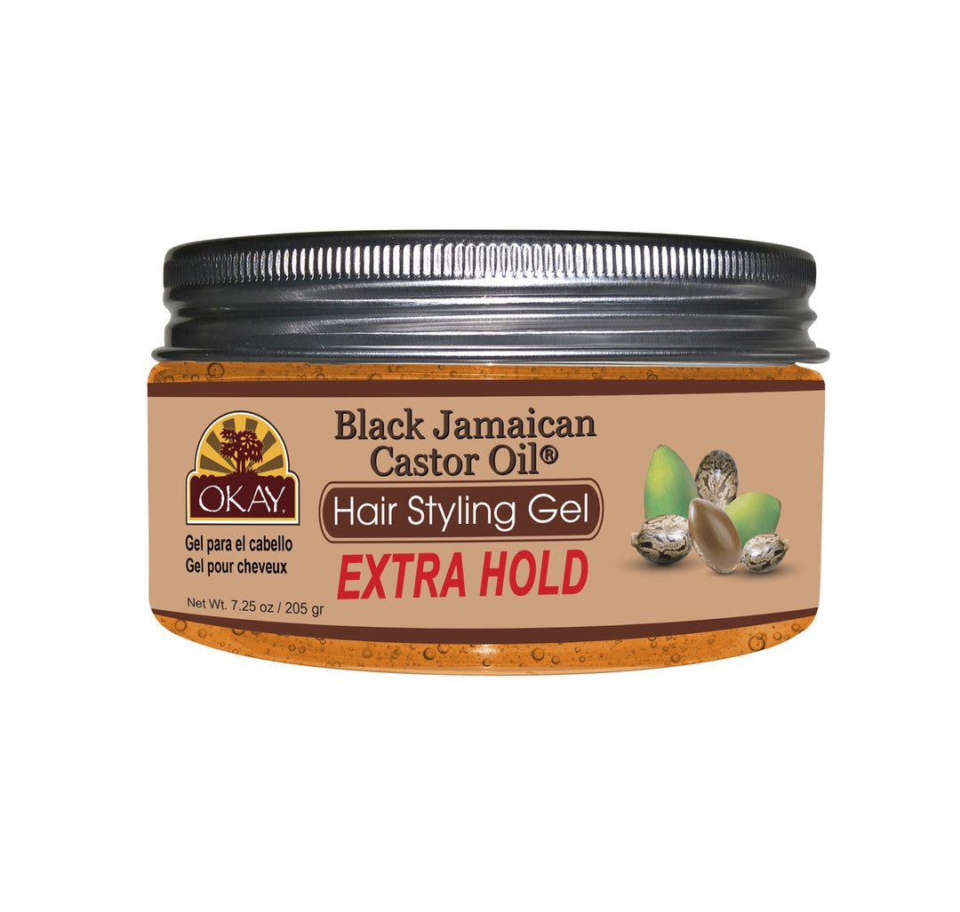 OKAY Extra Hold Black Jamaican Castor Oil Hair Styling Gel - 7.25 oz / 214 ml