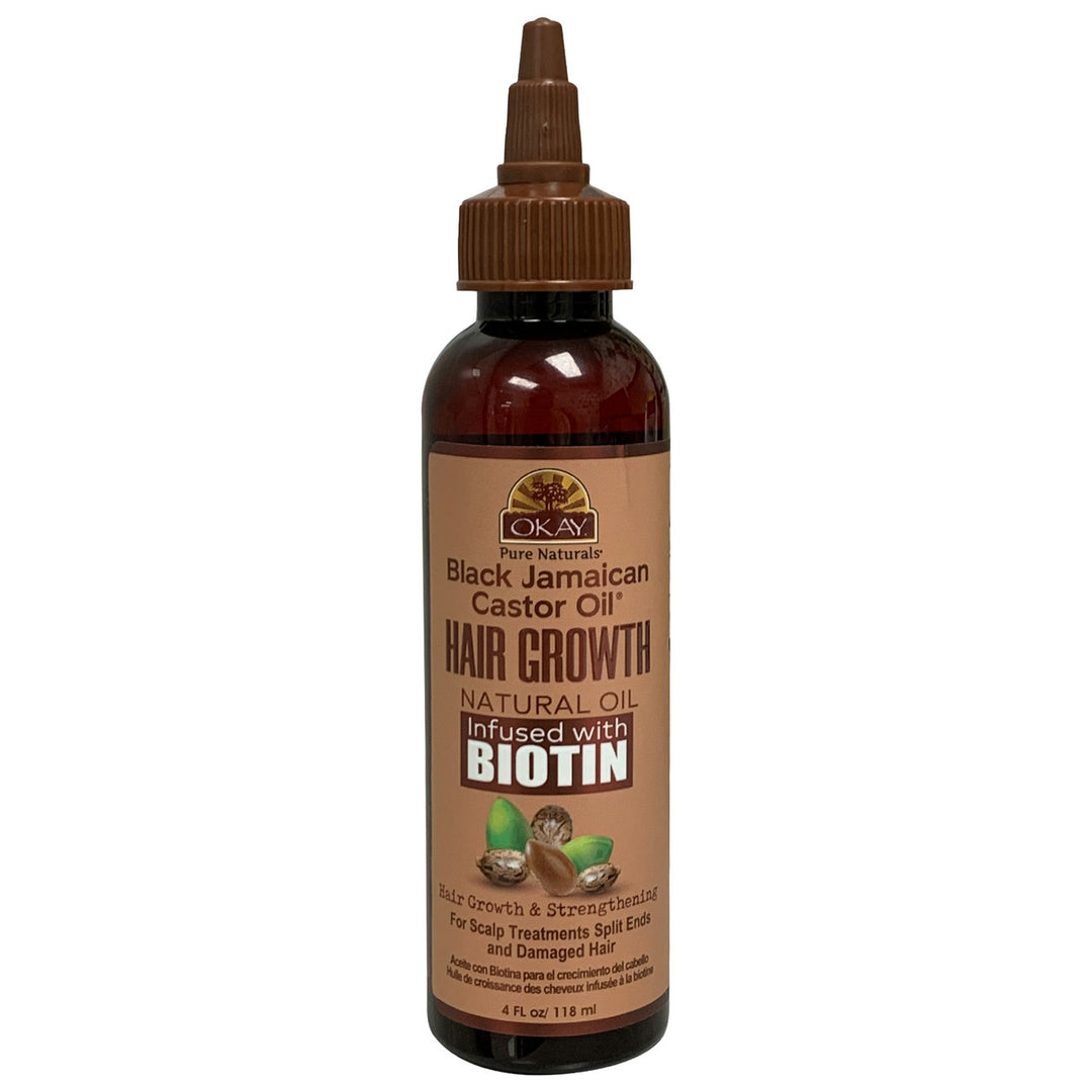 OKAY Pure Naturals Black Jamaican Castor Oil with Biotin - 4 oz / 118 ml - PREORDER